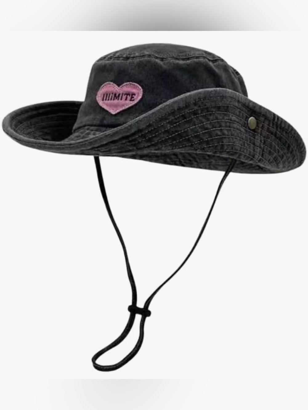 Washed Cotton Western Style Bucket Hat with Chin Strap